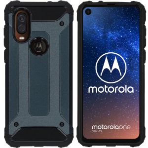 iMoshion Coque Rugged Xtreme Motorola One Vision - Bleu foncé