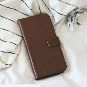 Selencia Étui de téléphone portefeuille en cuir véritable Motorola Moto G6 Plus