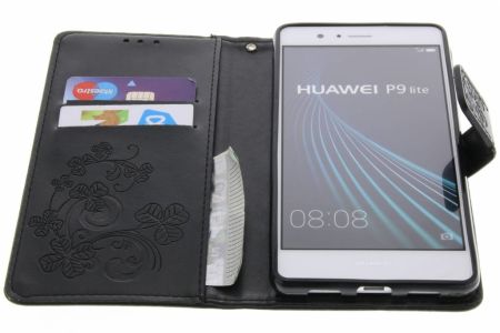 Etui de téléphone Fleurs de Trèfle Huawei P9 Lite - Noir