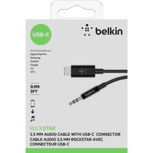 Belkin Câble Rockstar USB-C vers AUX - 1,8 mètre - Noir