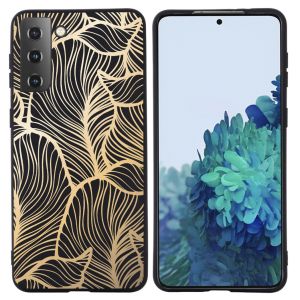 iMoshion Coque Design Samsung Galaxy S21 - Feuilles / Noir