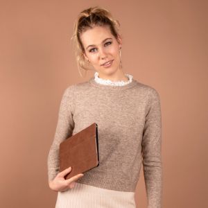 Selencia Coque en cuir vegan Nuria Trifold Book Galaxy Tab A7 - Brun