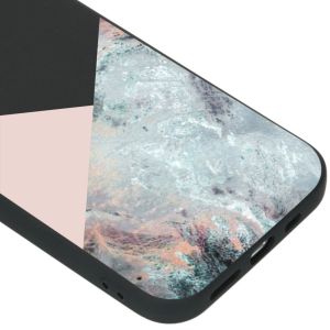 iMoshion Coque Design iPhone 12 (Pro) - Marbre - Rose / Noir