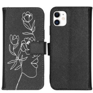 iMoshion Coque silicone design iPhone 11 - Woman Flower Black