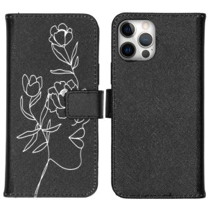 iMoshion Coque silicone design iPhone 12 (Pro) - Woman Flower Black