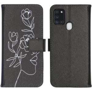 iMoshion Coque silicone design Galaxy A21s - Woman Flower Black