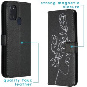 iMoshion Coque silicone design Galaxy A21s - Woman Flower Black