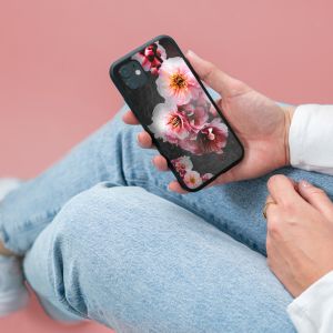 iMoshion Coque Design iPhone SE (2022 / 2020) / 8 / 7  - Fleur - Rose / Noir