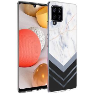 iMoshion Coque Design Samsung Galaxy A42 - Marbre - Blanc / Noir