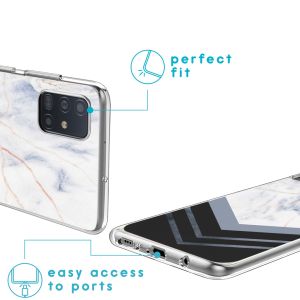 iMoshion Coque Design Samsung Galaxy A51 - Marbre - Blanc / Noir
