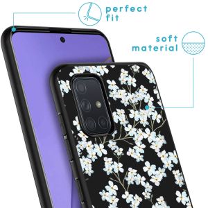 iMoshion Coque Design Samsung Galaxy A71 - Fleur - Blanc / Noir