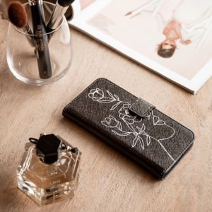 iMoshion Coque silicone design iPhone 12 Mini - Woman Flower Black