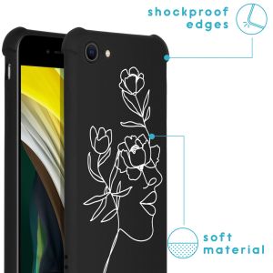 iMoshion Coque Design avec cordon iPhone SE (2022 / 2020) / 8 / 7 - Woman Flower Black