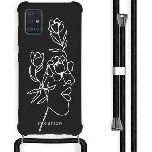 iMoshion Coque Design avec cordon Samsung Galaxy A51 - Woman Flower Black