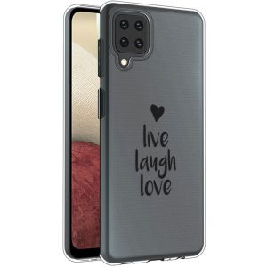 iMoshion Coque Design Samsung Galaxy A12 - Live Laugh Love - Noir