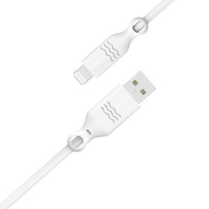 Just Green Câble Lightning vers USB - Recyclable - Coton tressé - Certification MFi - 2.4A - 2 mètres - Blanc