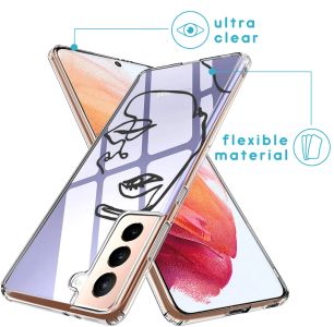 iMoshion Coque Design Samsung Galaxy S21 - Visage abstrait - Noir