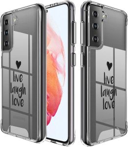 iMoshion Coque Design Samsung Galaxy S21 - Live Laugh Love - Noir