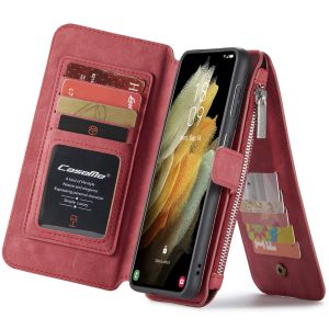 CaseMe Étui luxe 2-en-1 à rabat Samsung Galaxy S21 - Rouge