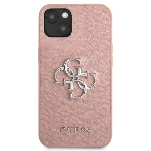 Guess Coque 4G Metal Logo Saffiano iPhone 13 Mini - Rose