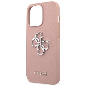 Guess Coque 4G Metal Logo Saffiano iPhone 13 Pro - Rose