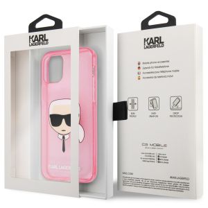 Karl Lagerfeld Coque arrière Karl's Head Silicone Glitter iPhone 13 Mini - Transparent Rose