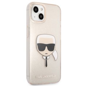 Karl Lagerfeld Coque arrière Karl's Head Silicone Glitter iPhone 13 Mini - Transparent Dorée