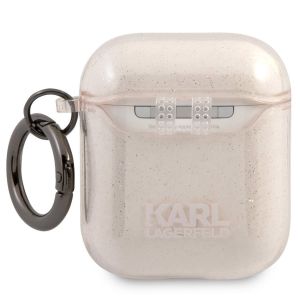 Karl Lagerfeld Karl's Head Silicone Glitter Case Apple AirPods 1 / 2 - Dorée