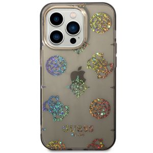 Guess Coque Peony Glitter iPhone 14 Pro - Noir