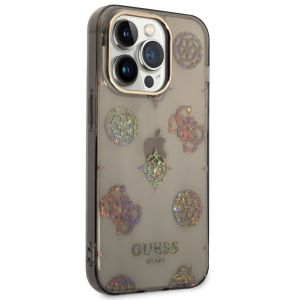 Guess Coque Peony Glitter iPhone 14 Pro - Noir
