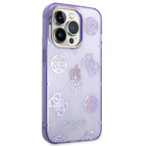 Guess Coque Peony Glitter iPhone 14 Pro - Violet