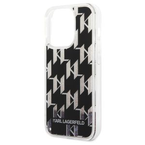 Karl Lagerfeld Coque arrière Liquid Glitter Monogram iPhone 14 Pro - Noir