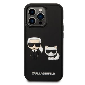 Karl Lagerfeld Coque rigide en caoutchouc 3D Karl & Choupette iPhone 14 Pro - Noir
