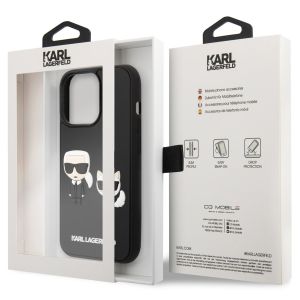 Karl Lagerfeld Coque rigide en caoutchouc 3D Karl & Choupette iPhone 14 Pro - Noir