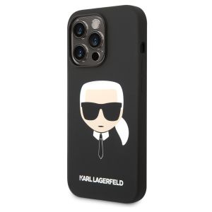 Karl Lagerfeld Coque arrière Karl's Head Liquid Silicone MagSafe iPhone 14 Pro - Noir