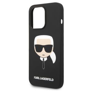 Karl Lagerfeld Coque arrière Karl's Head Liquid Silicone MagSafe iPhone 14 Pro - Noir