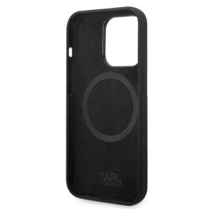 Karl Lagerfeld Coque arrière Karl's Head Liquid Silicone MagSafe iPhone 14 Pro Max - Noir