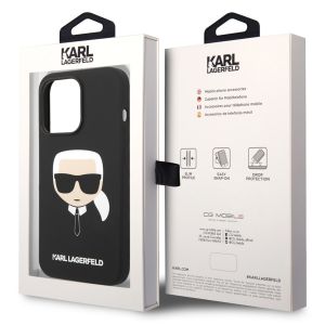 Karl Lagerfeld Coque arrière Karl's Head Liquid Silicone MagSafe iPhone 14 Pro Max - Noir