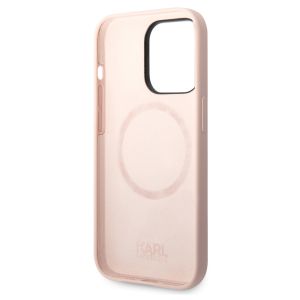 Karl Lagerfeld Coque arrière Karl's Head Liquid Silicone MagSafe iPhone 14 Pro Max - Rose