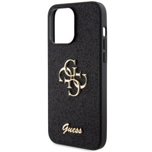 Guess Coque 4G Metal Logo Glitter Backcover iPhone 15 Pro Max - Noir