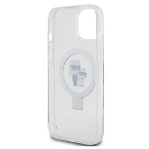 Karl Lagerfeld Coque rigide Ringstand MagSafe Karl & Choupette iPhone 15 - Transparent