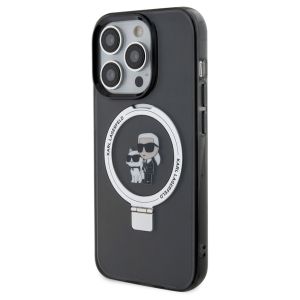 Karl Lagerfeld Coque rigide Ringstand MagSafe Karl & Choupette iPhone 15 Pro - Noir