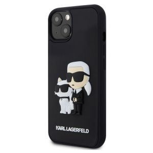 Karl Lagerfeld Coque rigide en caoutchouc 3D Karl & Choupette iPhone 15 - Noir