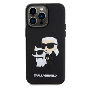 Karl Lagerfeld Coque rigide en caoutchouc 3D Karl & Choupette iPhone 15 Pro Max - Noir