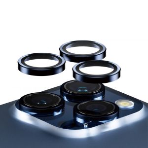 PanzerGlass Protection d'écran camera Hoop Optic Rings iPhone 15 Pro / 15 Pro Max - Blue Metal
