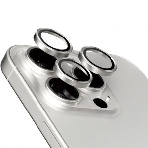 PanzerGlass Protection d'écran camera Hoop Optic Rings iPhone 15 Pro / 15 Pro Max - White Titanium