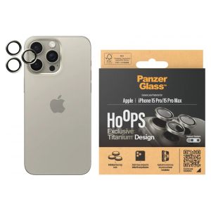 PanzerGlass Protection d'écran camera Hoop Optic Rings pour iPhone 15 Pro /  15 Pro Max - Natural Titanium