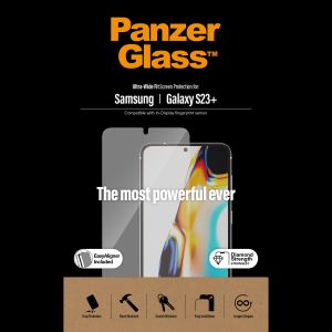 PanzerGlass Protection d'écran Ultra-Wide Fit Anti-bactérienne avec applicateur Samsung Galaxy S23 Plus - Noir