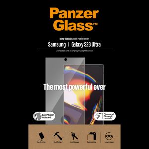 PanzerGlass Protection d'écran Ultra-Wide Fit Anti-bactérienne avec applicateur Samsung Galaxy S23 Ultra - Noir