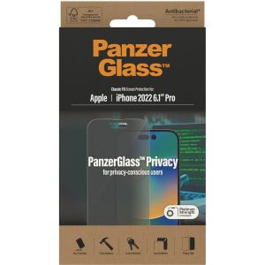 PanzerGlass Protection d'écran Privacy en verre trempé Case Friendly Anti-Bacterial iPhone 14 Pro